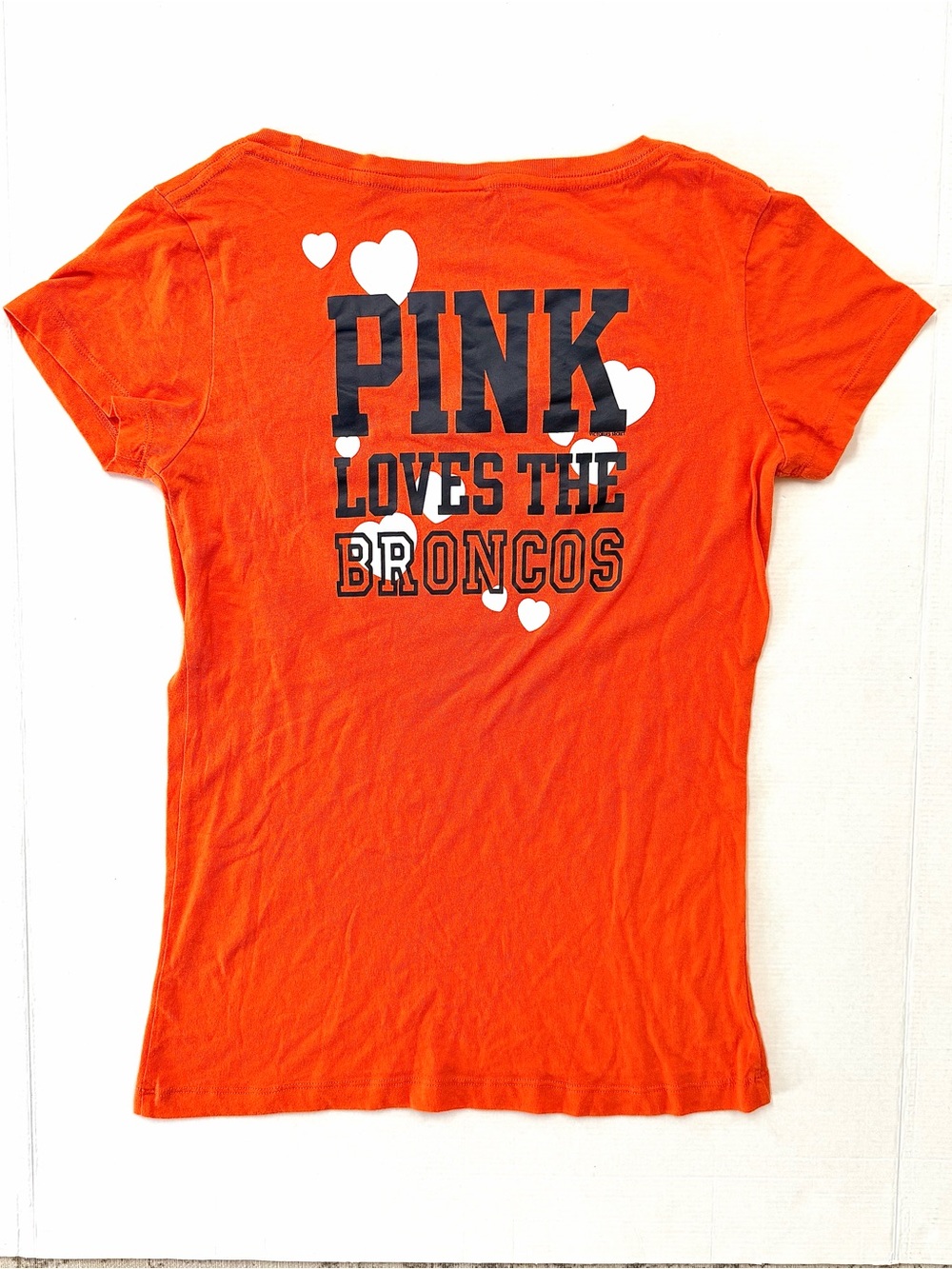PINK Victoria's Secret Denver Broncos NFL Orange Fitted Y2K Tee Medium